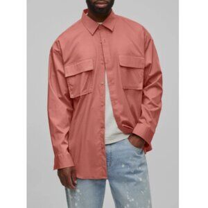 Mode of One Men's Long Sleeve Button Front Utility Shirt Sunbaked Clay Size L